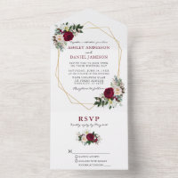 Aquarelle Bourgogne Floral Greenery Geo Mariage