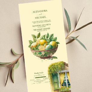 Invitation Tout En Un Aquarelle Citrus Citron Destination Mariage