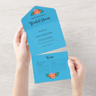 Invitation Tout En Un Aquarelle Floral Fête des mariées de verdure Recet
