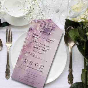 Invitation Tout En Un Aquarelle romantique Lilac Crème Florale E-mail