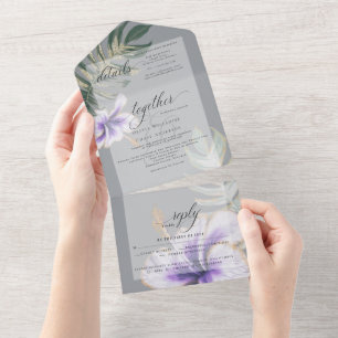 Invitation Tout En Un Aquarelle tropicale Hibiscus Mariage floral