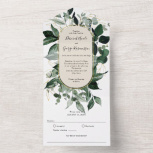 Invitation Tout En Un Aquarelle Verdure Botanique Boho Arché Mariage