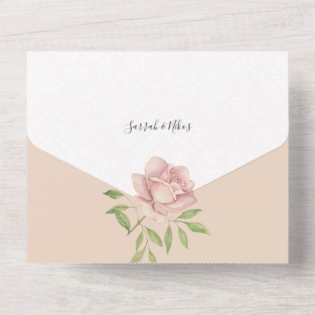Invitation Tout En Un Aquarelle violette violet Rose à la main (Verso)