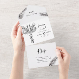 Invitation Tout En Un Arbre de palmier tropical abstrait dessin à la mai