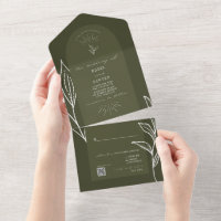 Arc Botanique Vert Mariage QR RSVP