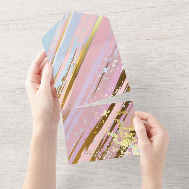 Invitation Tout En Un Arrière - plan rose texturé (Déchirure)