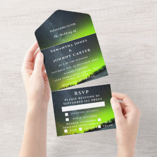 Invitation Tout En Un Aurora Borealis Northern lights Night Sky Mariage