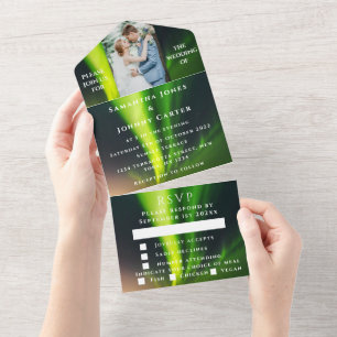 Invitation Tout En Un Aurora Borealis Starry Night Stars Mariage photo