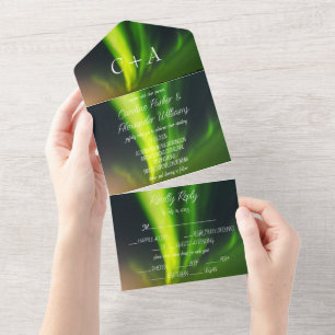 Invitation Tout En Un aurores boréales Aurora Mariage