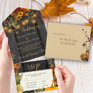 Invitation Tout En Un Automne automne rustique bois fleuri citrouille ma