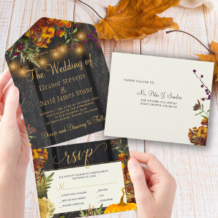 Invitation Tout En Un Automne automne rustique bois fleuri citrouille ma
