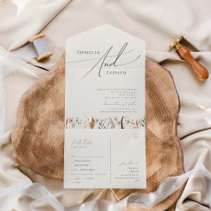 Invitation Tout En Un Automne Boho   Beige Sceau Décontracté simple et e