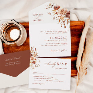 Invitation Tout En Un Automne Romance Fleurs séchées Mariage