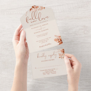 Invitation Tout En Un Automne Rustique Tomber Dans L'Amour Floral Boho M