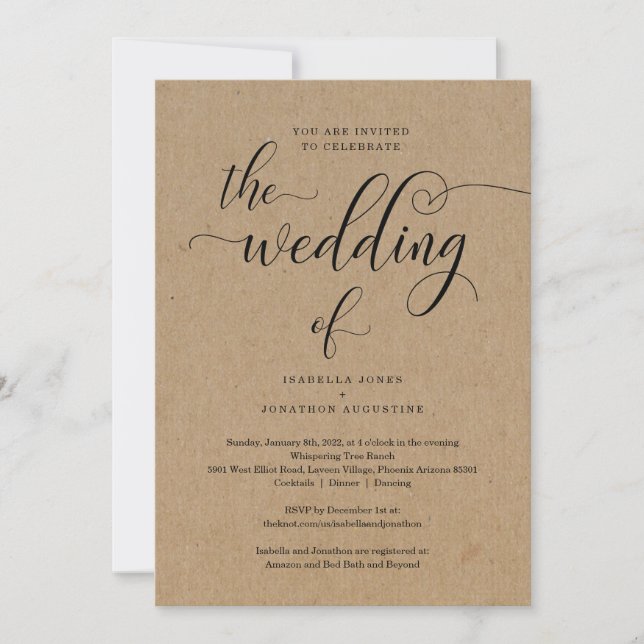 Invitation Tout en un avec RSVP et Registre (Devant)