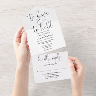 Invitation Tout En Un Avoir et Tenir Script Mariage Noir et Blanc