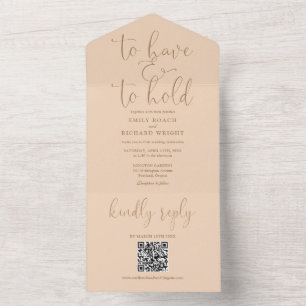 Invitation Tout En Un Avoir Et Tenir Un Mariage De Peach Soft Code QR