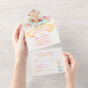Invitation Tout En Un Baby Fairy in a Cup of Strawberry Baby shower