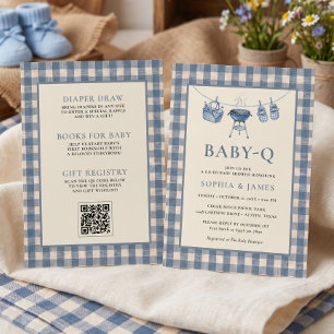 Invitation Tout en Un Baby Q Vintage Bleu Grill & Linge à Lav