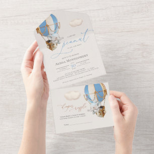Invitation Tout En Un Baby shower Ballon Eléphant Tout en un