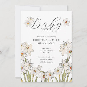 Invitation Tout en un Baby shower de code QR du printemps de