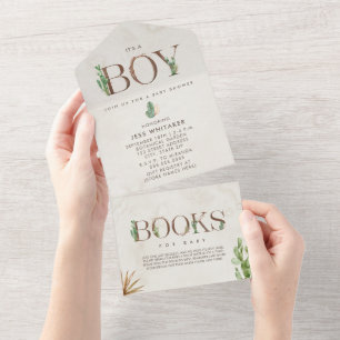 Invitation Tout En Un Baby shower de demande de réservation Cactus