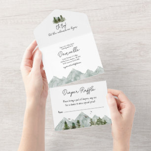 Invitation Tout En Un Baby shower de forêt d'aventure Watercolor