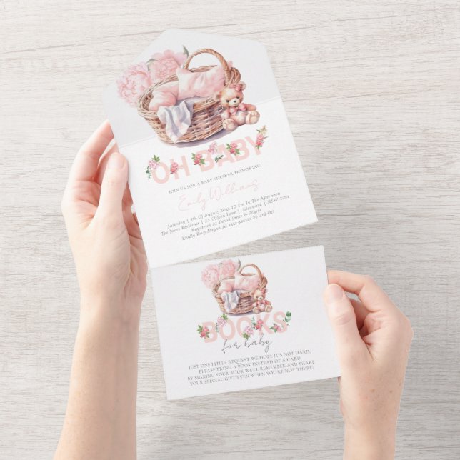 Invitation Tout En Un Baby shower et livres pour panier bébé (Déchirure)
