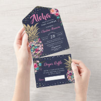 Baby shower Floral Marine bleu rose ananas