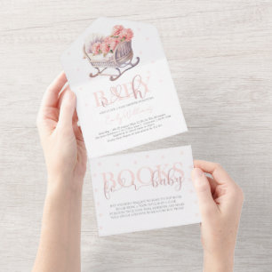 Invitation Tout En Un Baby shower & Livres pour bébé panier Parties scin