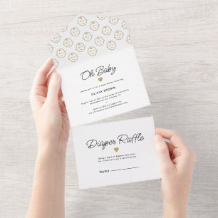 Invitation Tout En Un Baby shower moderne White Gold Oh