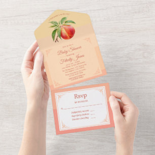 Invitation Tout En Un Baby shower Peach Fuzz
