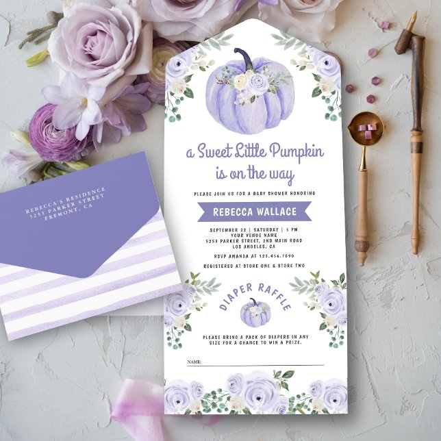 Invitation Tout En Un Baby shower Rose de petite Citrouille (Créateur téléchargé)