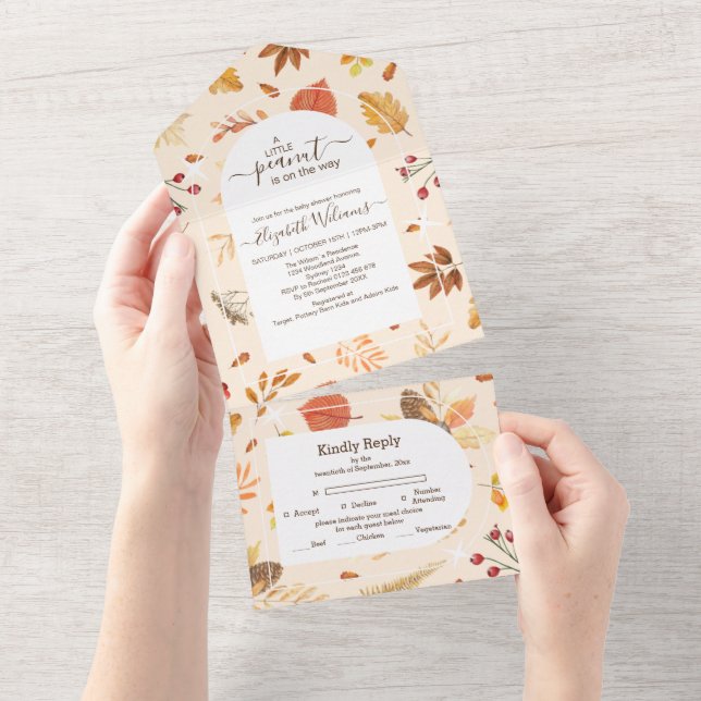 Invitation Tout En Un Baby shower rustique neutre du genre (Déchirure)