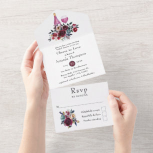 Invitation Tout En Un Baignez dans le burgundy et le marine : dégustatio