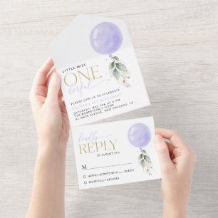Invitation Tout En Un Balcon Violet, Verdure, Feuillage, Premier Anniver