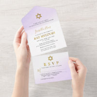 Bar Mitzvah pastel aquarelle violet or
