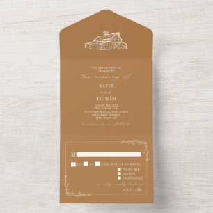 Invitation Tout En Un Barn Rustic Goldenrod Wedding RSVP
