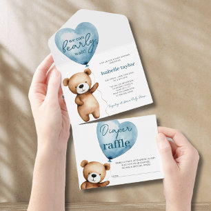 Invitation Tout En Un Bear Balloons Baby shower Tous en une invitation