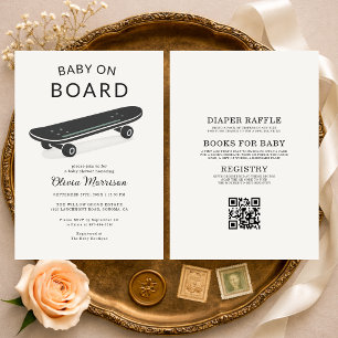 Invitation Tout-en-un bébé à bord skateboard Baby Shower