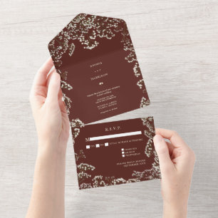 Invitation Tout En Un Bébé Beet de respiration Mariage rouge RSVP