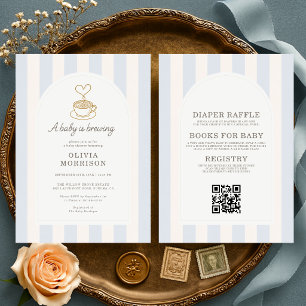 Invitation Tout en Un Bébé Garçon Prépare du Café Baby Shower