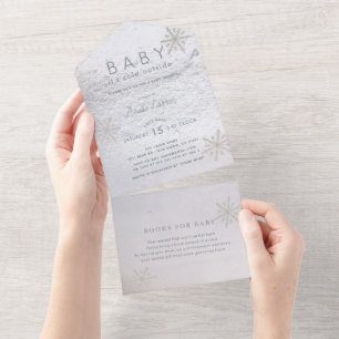 Invitation Tout En Un Bébé il fait froid à l'extérieur Flocons de neige 