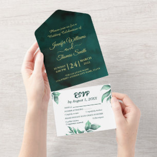 Invitation Tout En Un Belle mariage verte et blanche