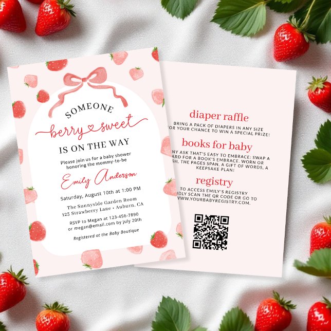 Invitation Tout en un Berry Sweet Croquette Bow Baby shower (Créateur téléchargé)