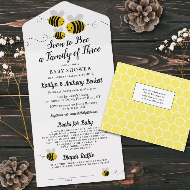 Invitation Tout En Un Bientôt Être Une Famille De Trois | BABY SHOWER (Créateur téléchargé)