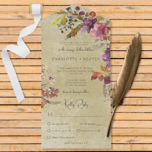 Invitation Tout En Un Bijou Boho Rustique Tone Florals Sage Dîner