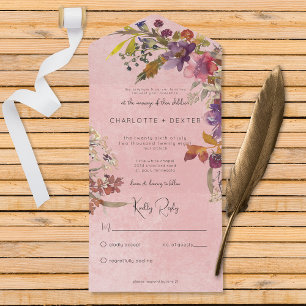 Invitation Tout En Un Bijou Boho Rustique Tone Flores Rose Pas De Dîner