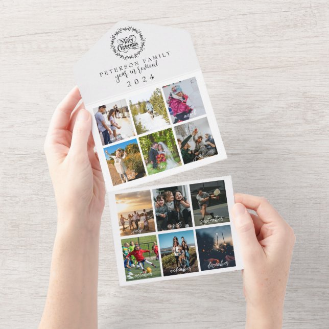 Invitation Tout En Un Bilan 12-Photo Joyeux Noël (Déchirure)