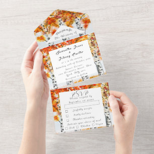 Invitation Tout En Un Birch Bark Fall Pays Bois Rustique Feuilles Tout e